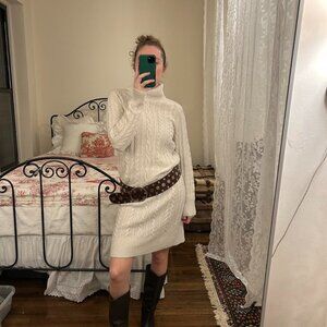 Ivory Cable Knit Midi Dress